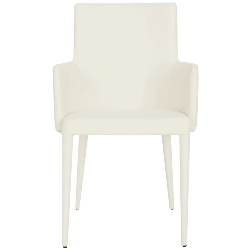 Mid-Century Modern White Dining Arm Chair – Upholstered & Stylish