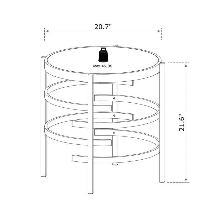 Round End Table with Sintered Stone Top and Metal Frame - 20.7 Inch