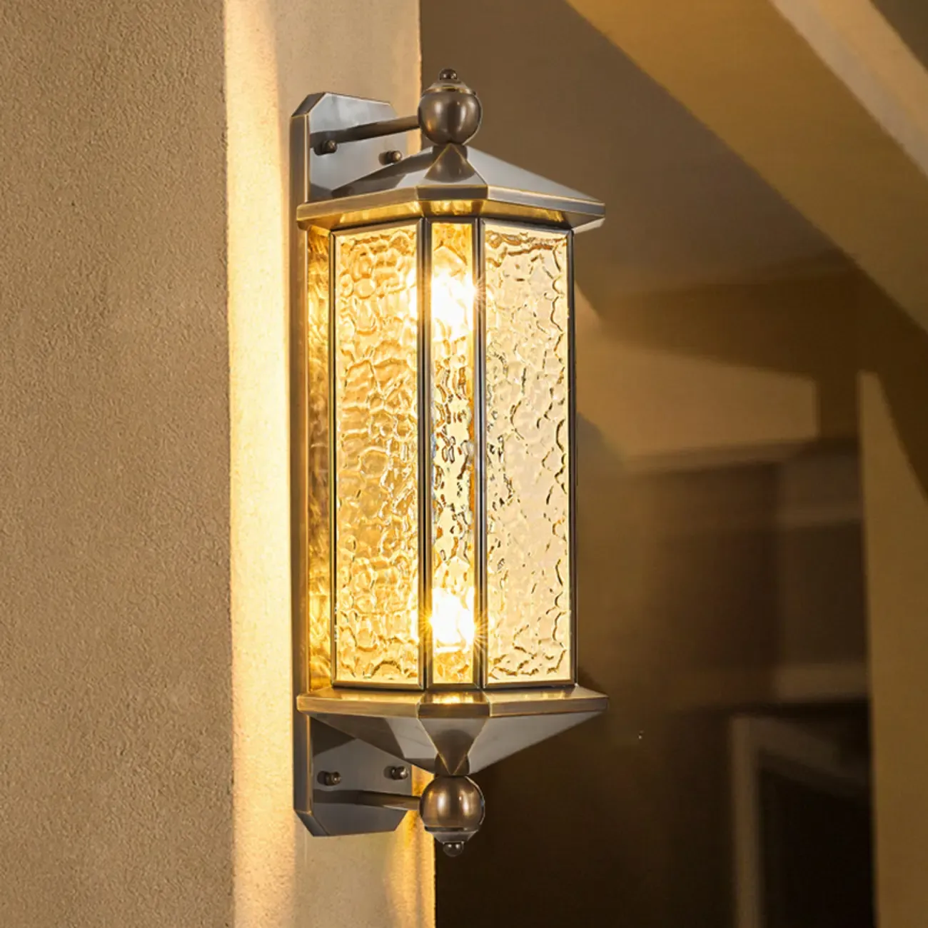 Vintage Metal Wall Sconce with Glass Shade for Outdoors