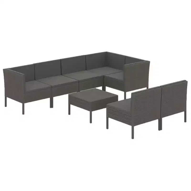 vidaXL Patio Lounge Set Outdoor Sectional Sofa Set Table Poly Rattan Gray