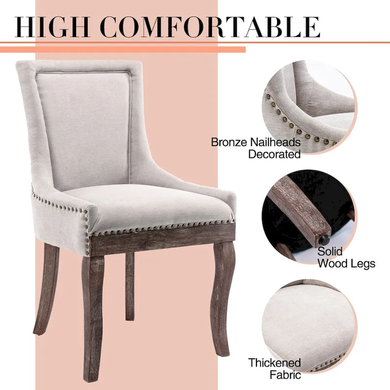 Traditional Tufted Ultra Upholstered Wingback Dining Chair Set of 6