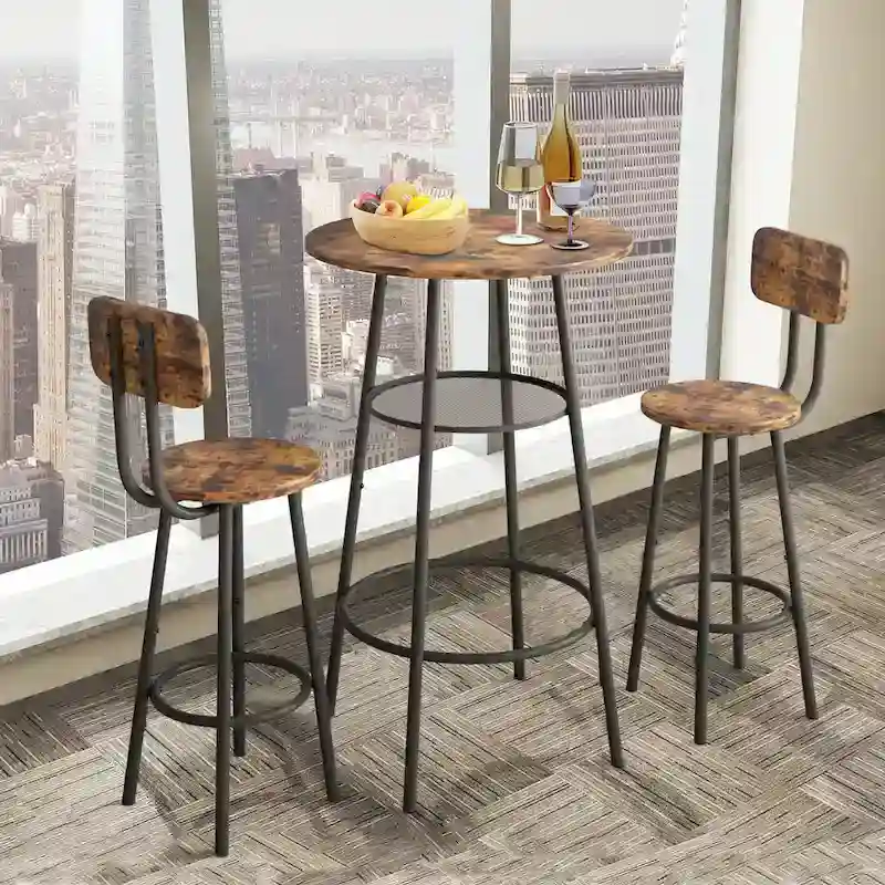 2-Tier Round Bistro Bar Dining Table