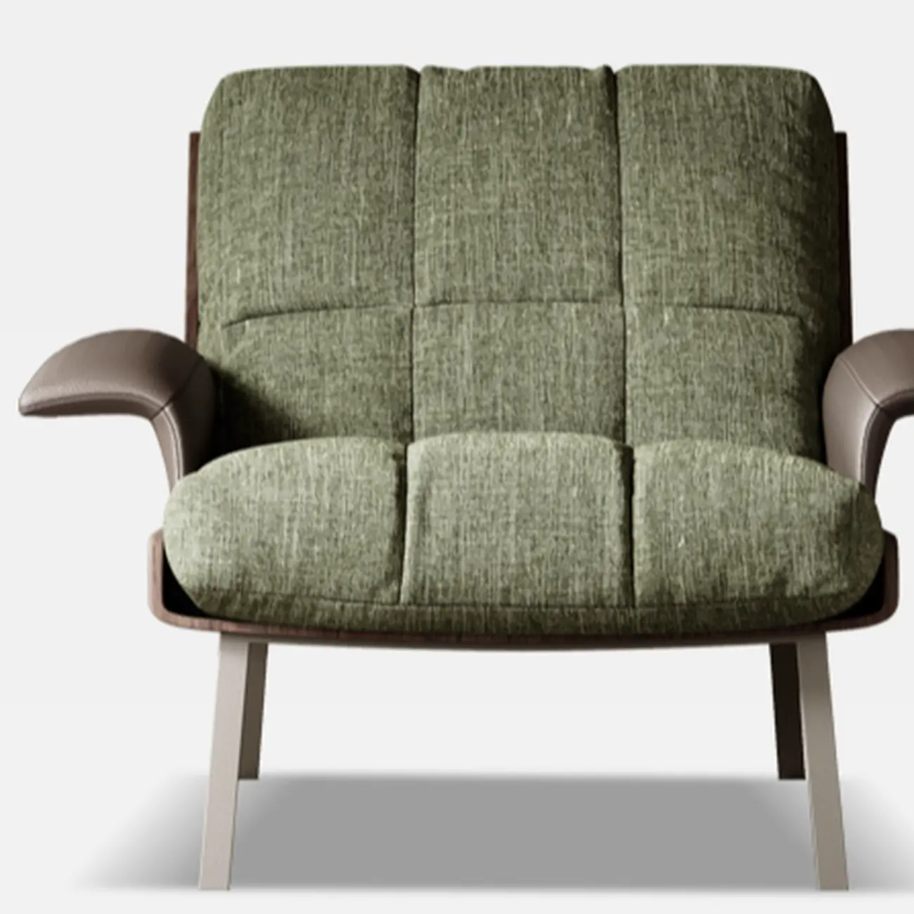 Modern Green Fabric Flared Arm Lounge Chair