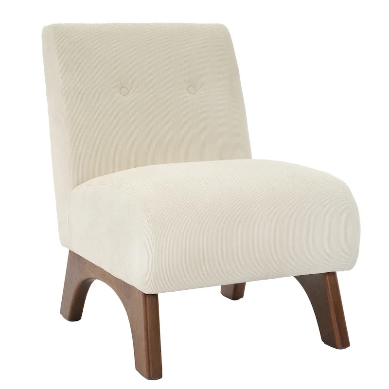 Corduroy Armless Accent Chair – Cream White / Deep Sea Blue / Moonlight Yellow / Signal Grey, Single Seat
