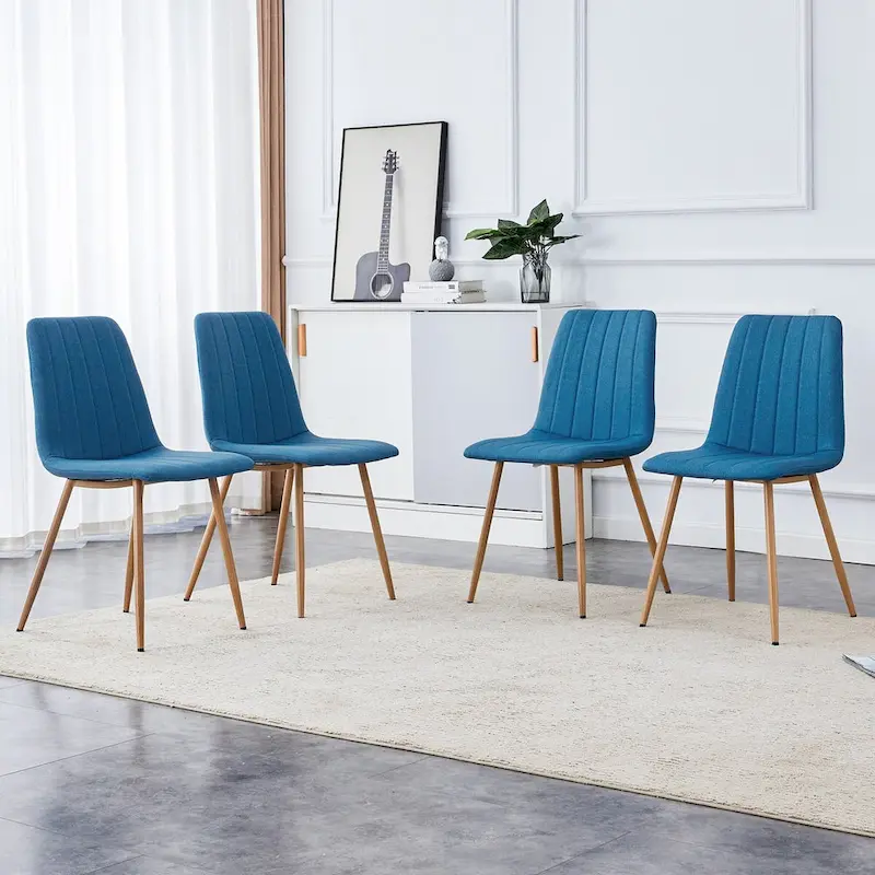 Linen Upholstered Metal Leg Side Chair (Set of 4)