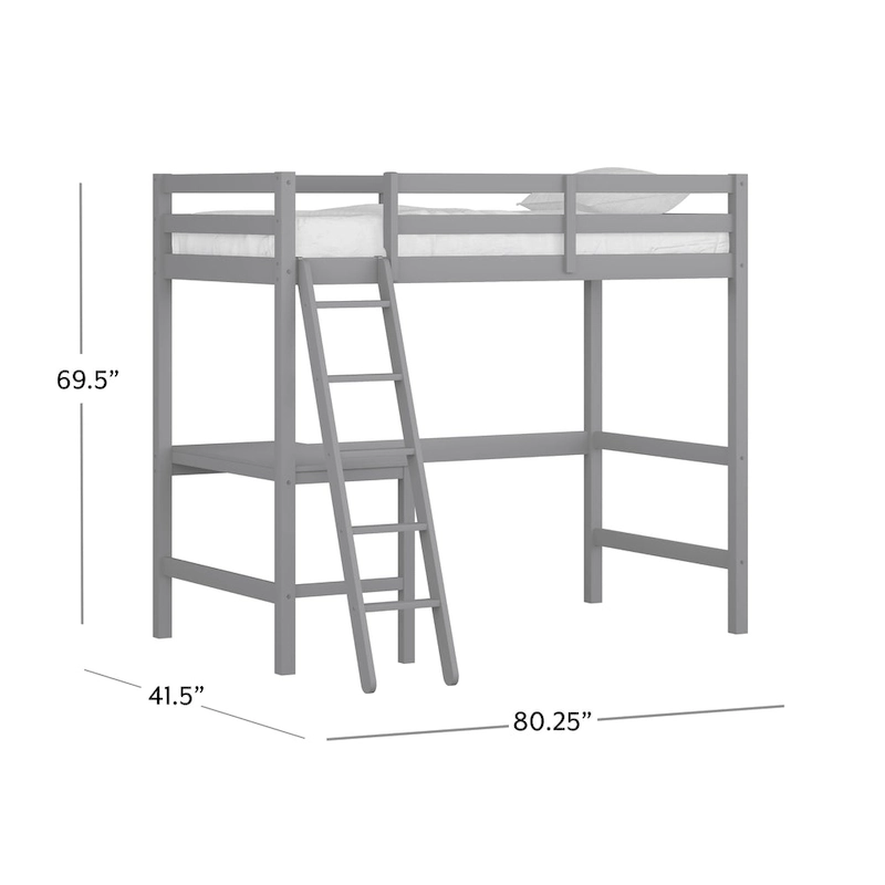 Hillsdale Caspian Wood Twin Loft Bed with Desk
