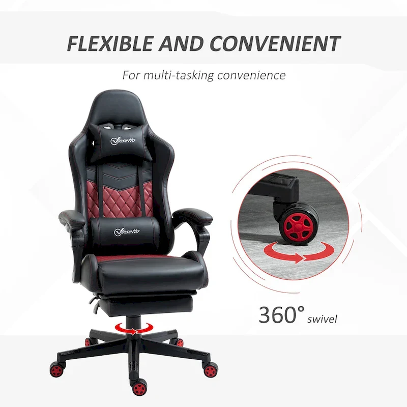 Vinsetto Gaming Chair Racing Style Office Ergonomic Chair Adjustable Height Swivel Recliner High Back PC Computer Desk Chair