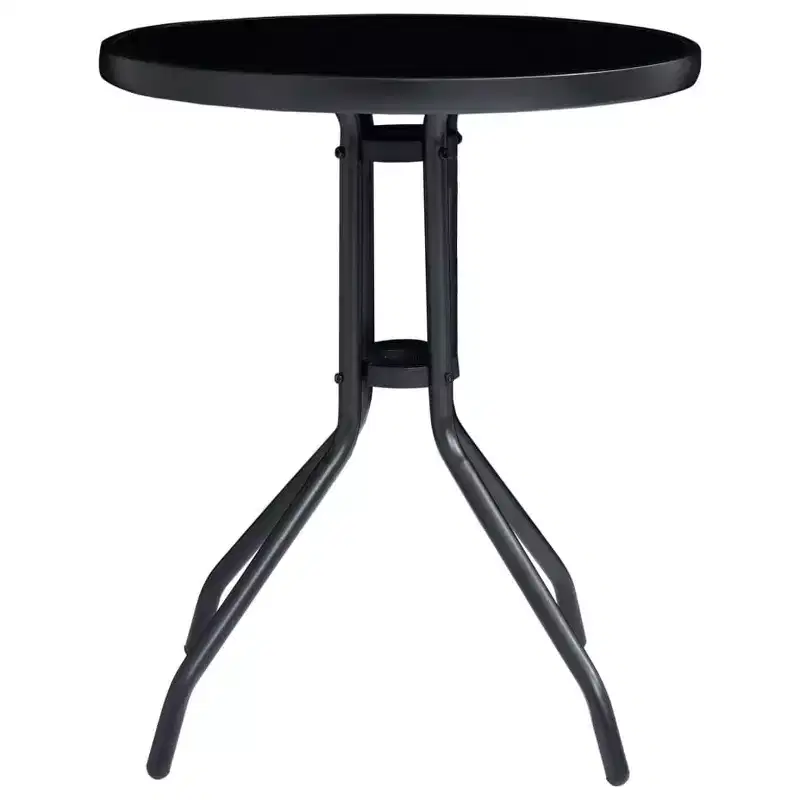 vidaXL Bistro Set Black Powder-coated aluminum, textilene, glass, steel