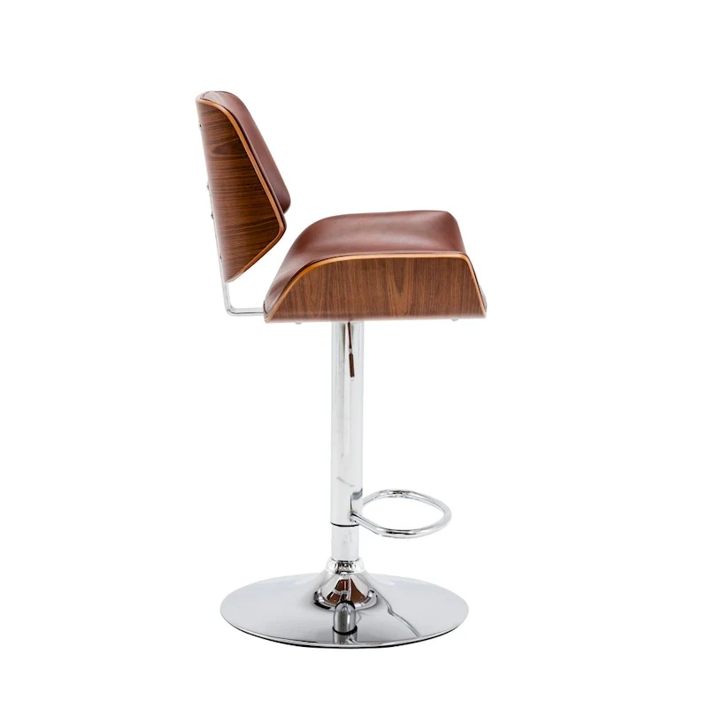 Height Adjustable Bar Stool, PU Upholstery, Chrome Base