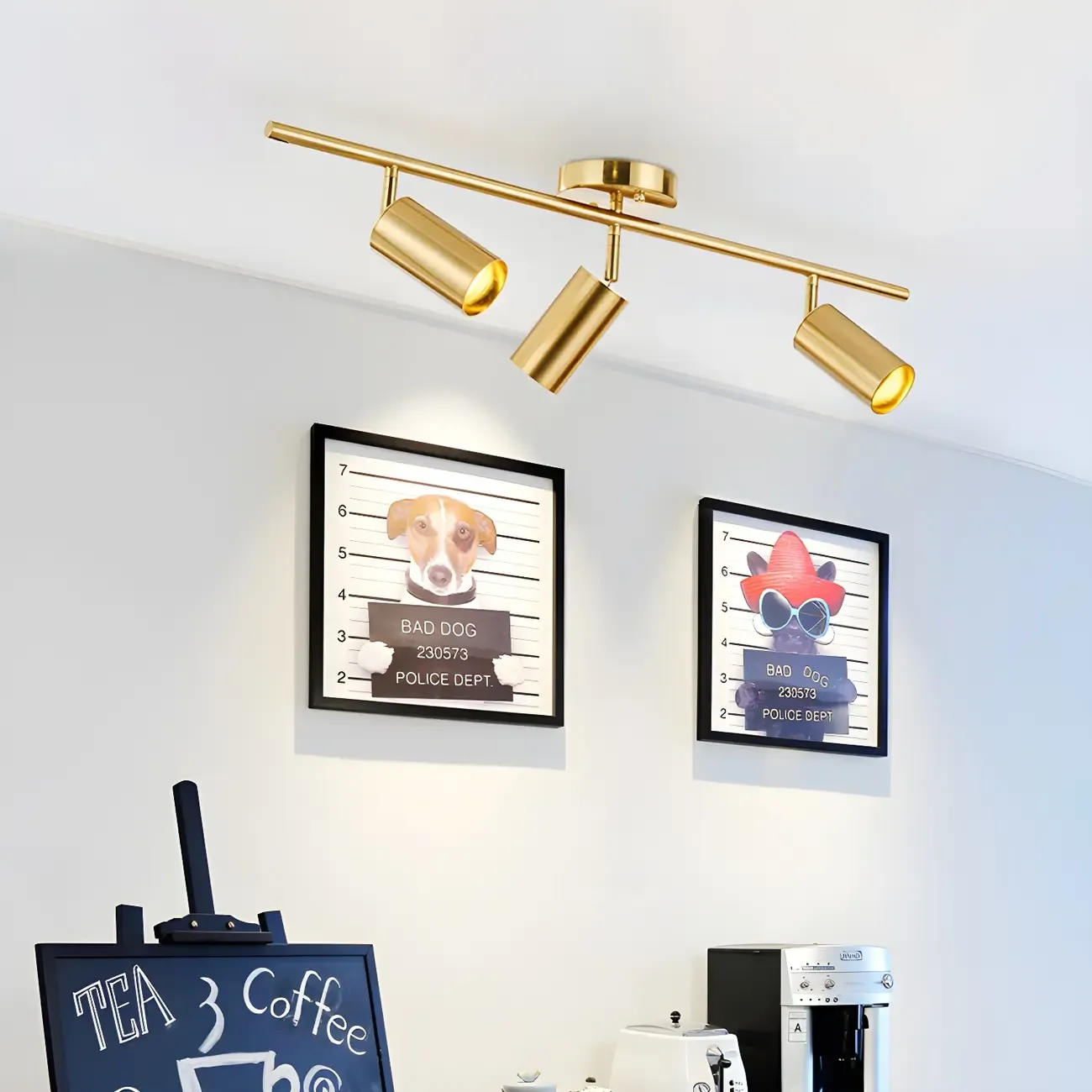 Modern Golden Linear Semi Flush Mount Track Light