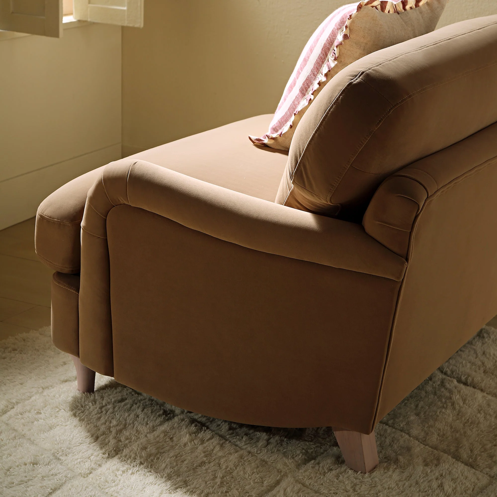 Camel Velvet Sofa, Loveseat