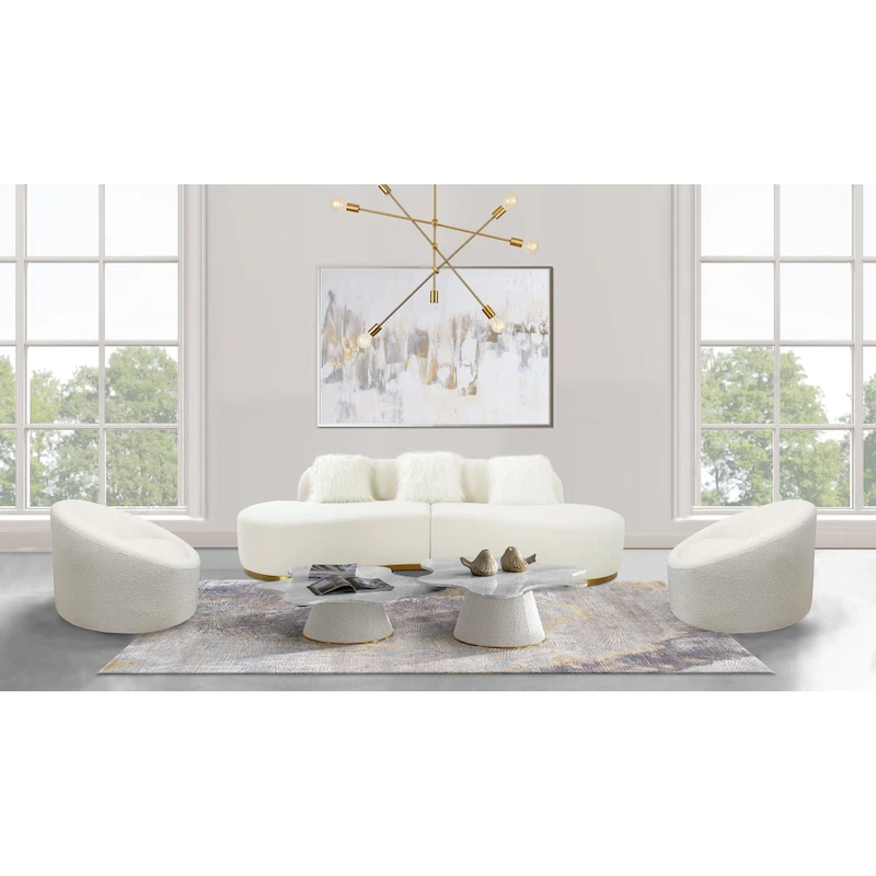 Pasargad Home Simona Curved Sofa with 3 Pillow Included