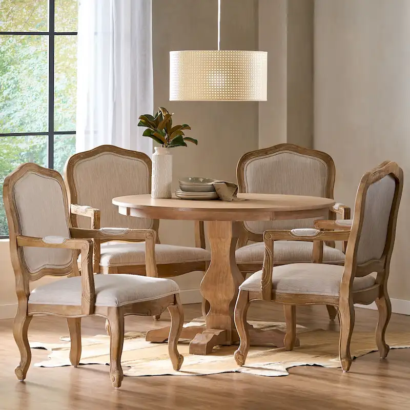 Ardyce Upholstered 5 Piece Circular Dining Set by Christopher Knight Home