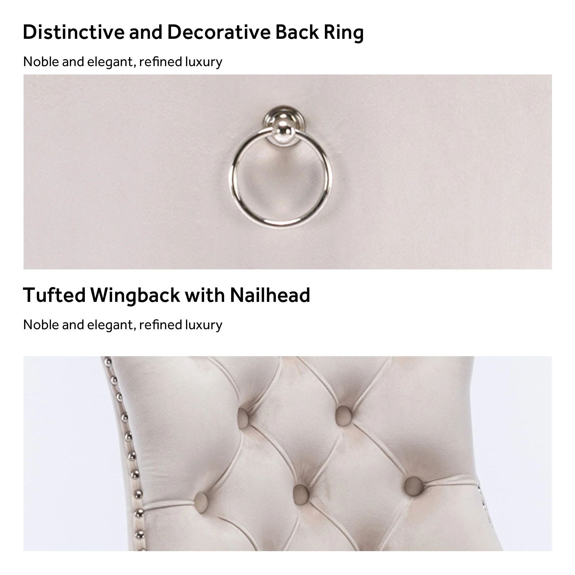 Upholstered Tufted Velvet Dining Chair with Solid Wood Legs Set of 6