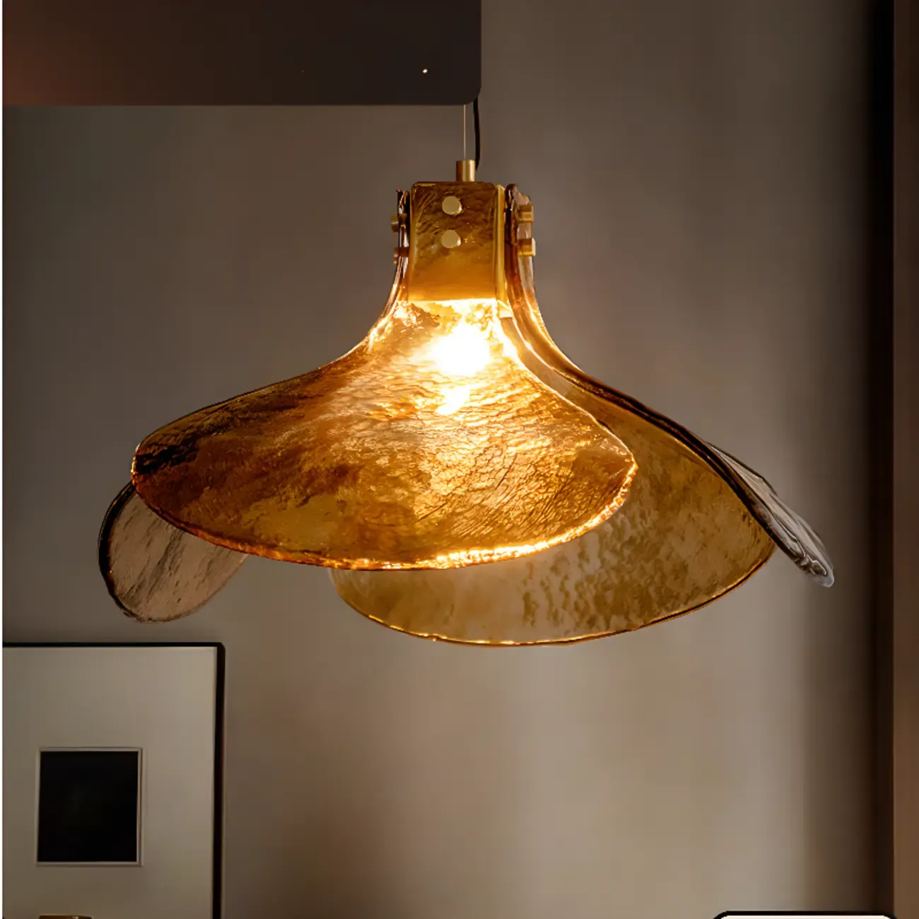 Modern Rope Amber Glass Hanging Pendant Lights for Kitchen