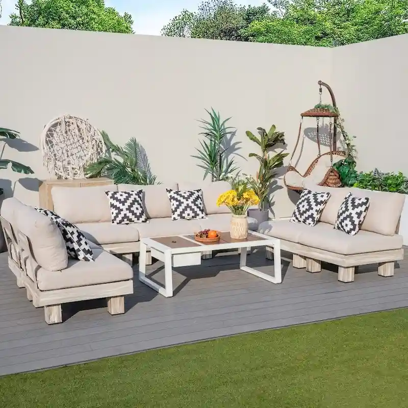 Modern Outdoor Conversation Set with Coffee Table and Ice Bucket