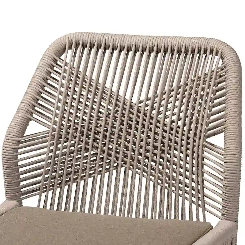Jennifer Transitional Woven Rope Mahogany Dining Side Chair-Grey