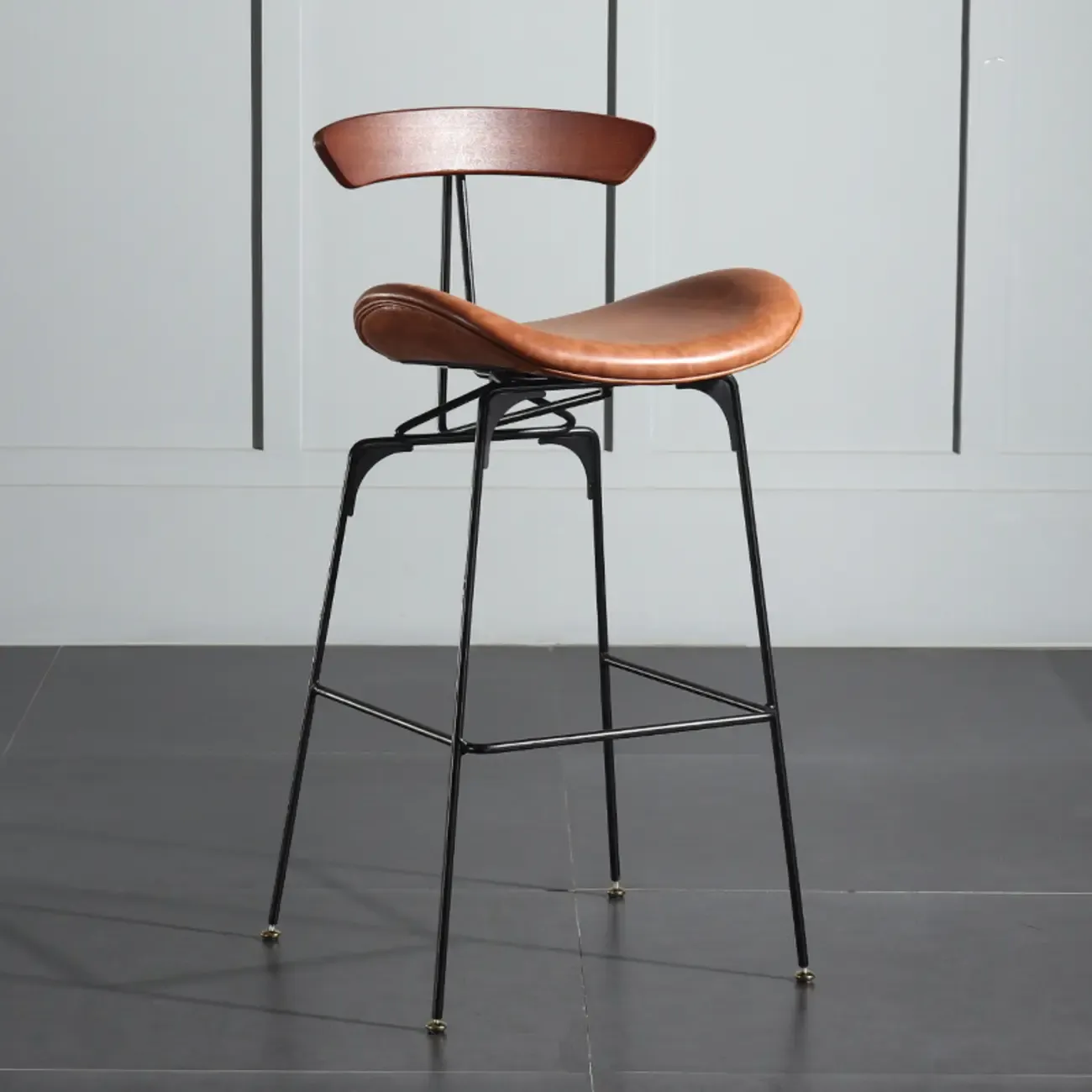 Modern Saddle Genuine Leather Low Back Bar Stool