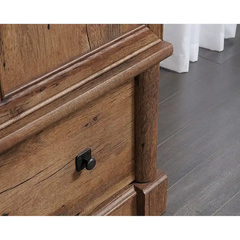 Wood Finish Armoire with Hanging Rod and Drawer – Brown