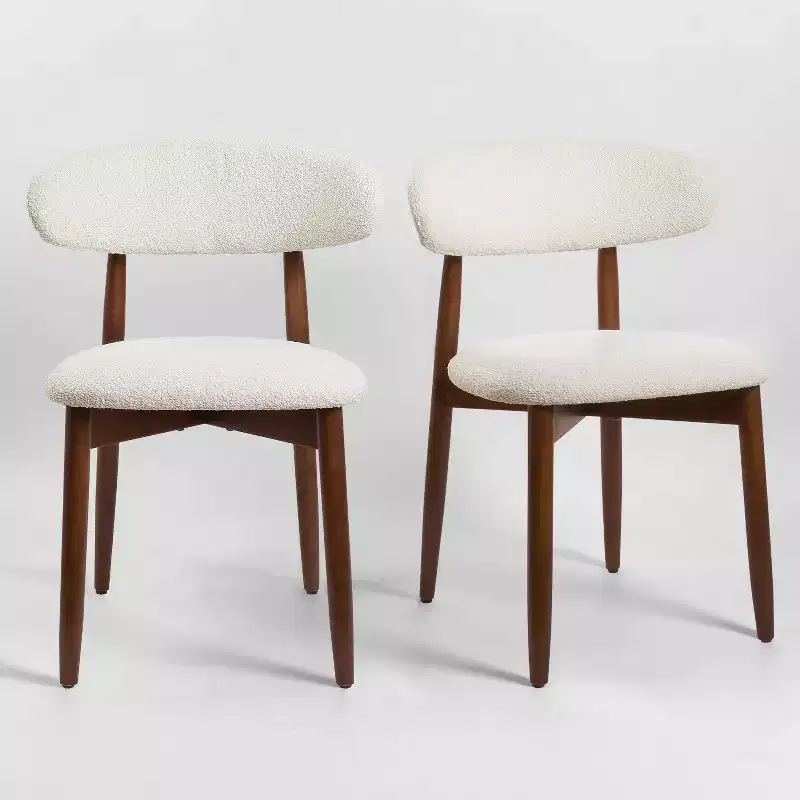 Art Leon Set of 2 Boucel Fabric Accent Dining Chairs with Solid Wood Frame
