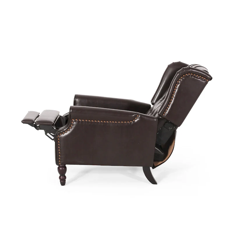Classic Tufted Bonded Leather Recliner Set (2-Piece) with Nailhead Trim