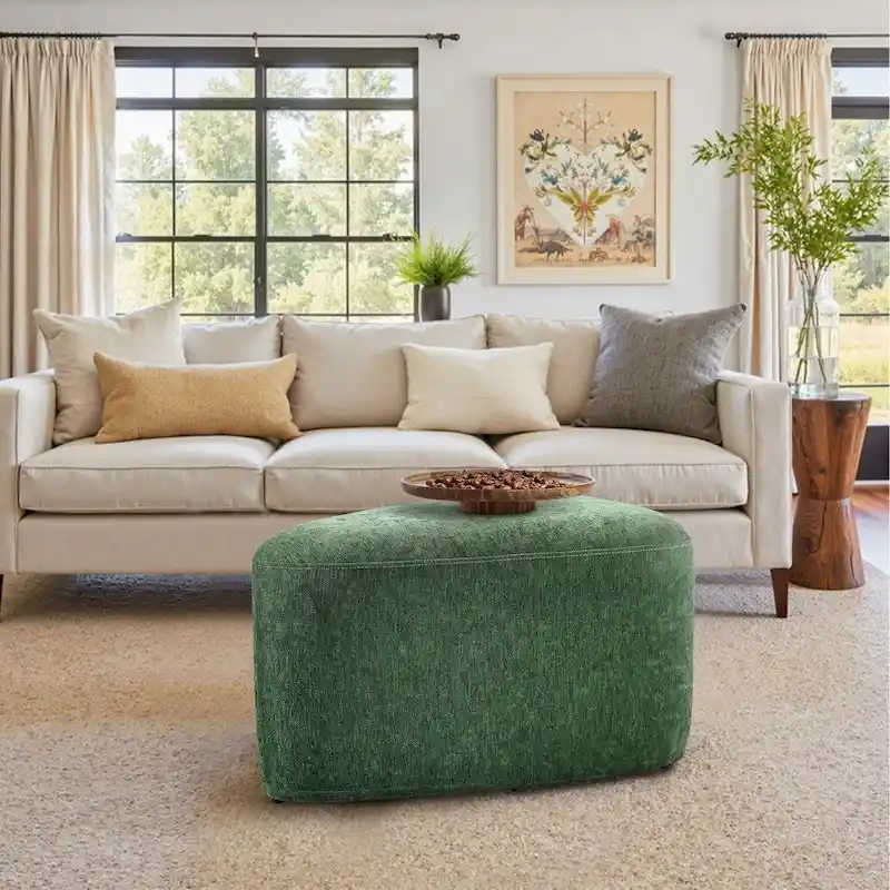 Triangular Chenille Fabric Pouf Ottoman