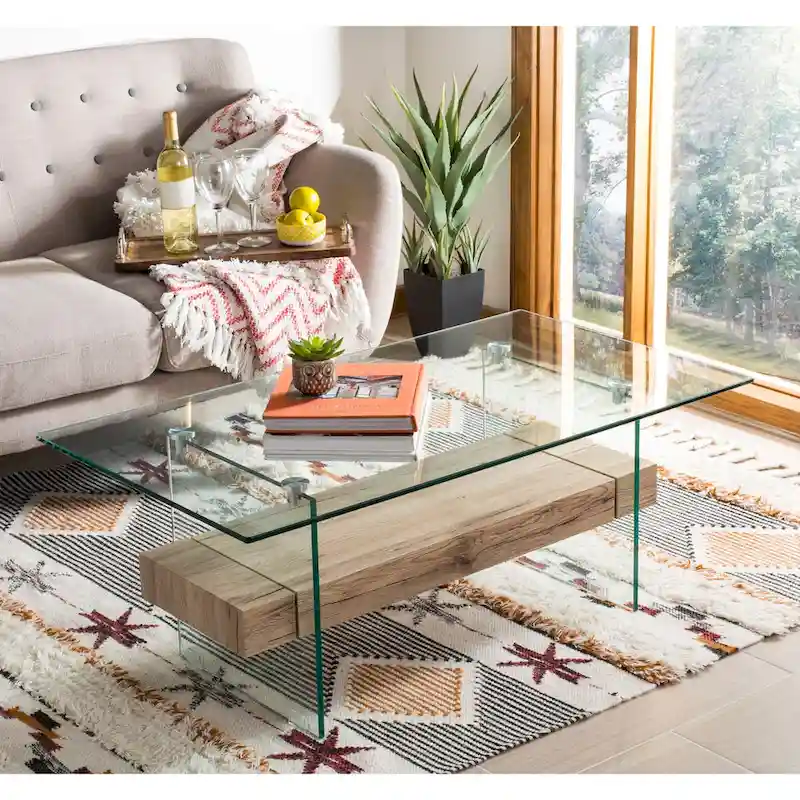 SAFAVIEH Gennie Modern Glass Coffee Table - 43.3  x 23.6  x 16.5  - 43Wx24Dx17H
