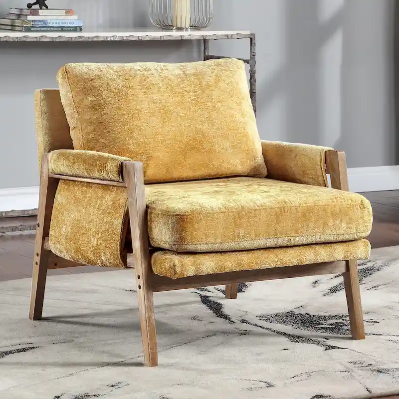 Mid-Century Modern 30  W Chenille Upholstered Accent Leisure Armchair