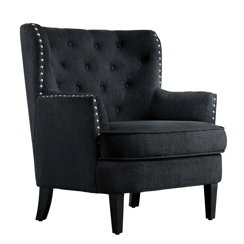 Moser Bay Mignon Velvet / Linen 30  Wide Tufted Wingback Accent Chair