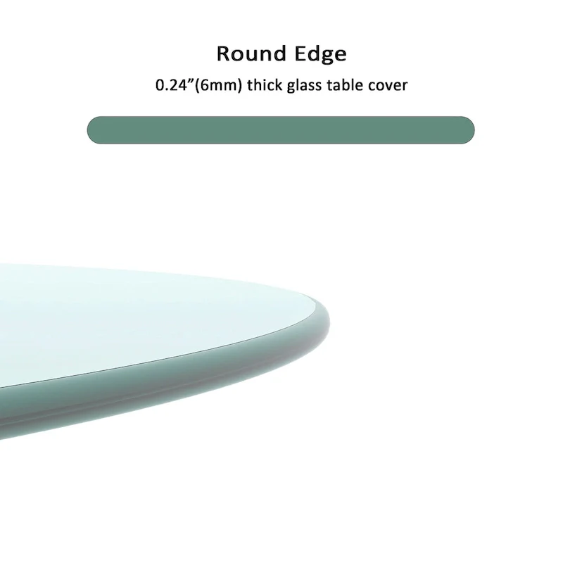 Round Tempered Glass Table Top Clear Glass Thick Round Polished Edge