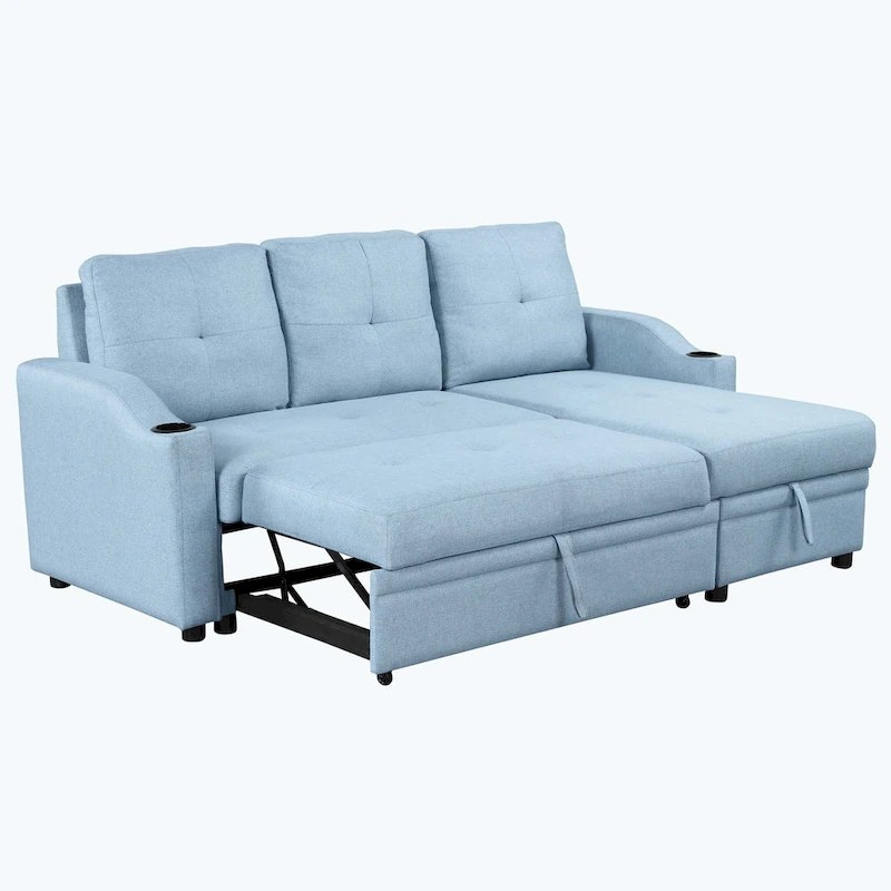 Classic and Cozy L-shape Pull-out Sleeper Sectional Sofa
