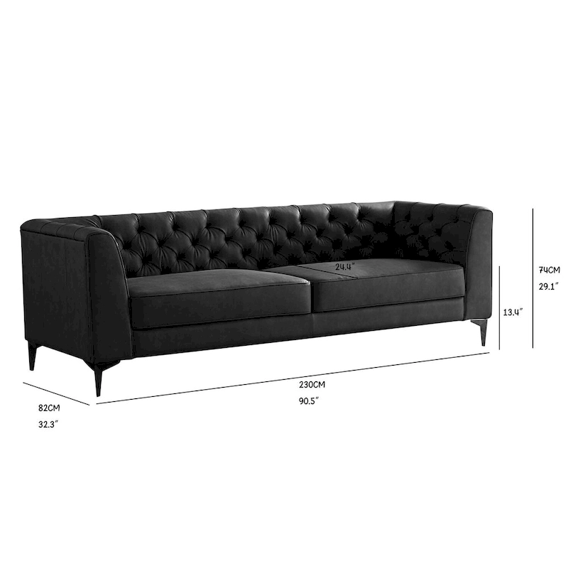Modern Faux Leather Sofa with Metal Feet