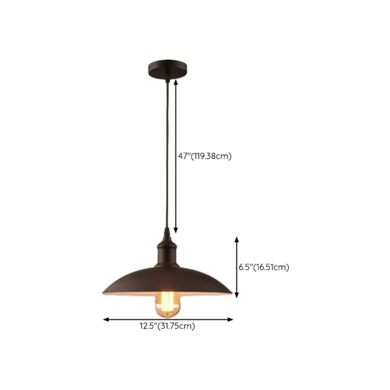 Industrial Adjustable Black Round Pendant light