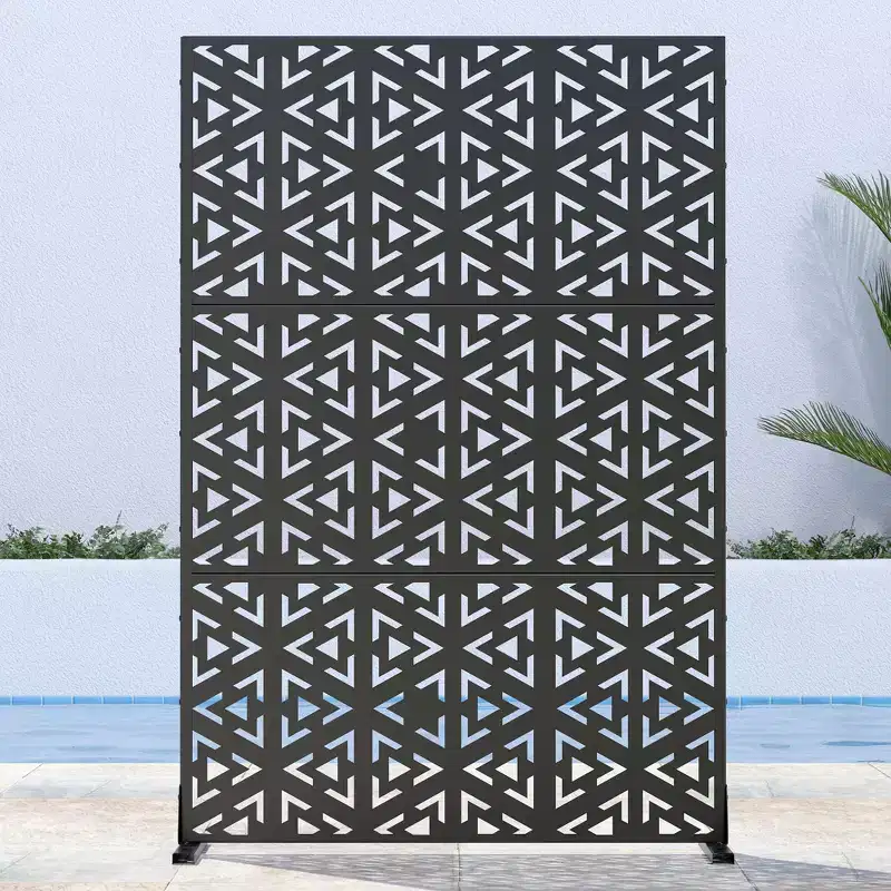 PexFix 72 in. H x 47 in. W Outdoor Metal Privacy Screen Garden Fence Triangle Pattern Wall Applique