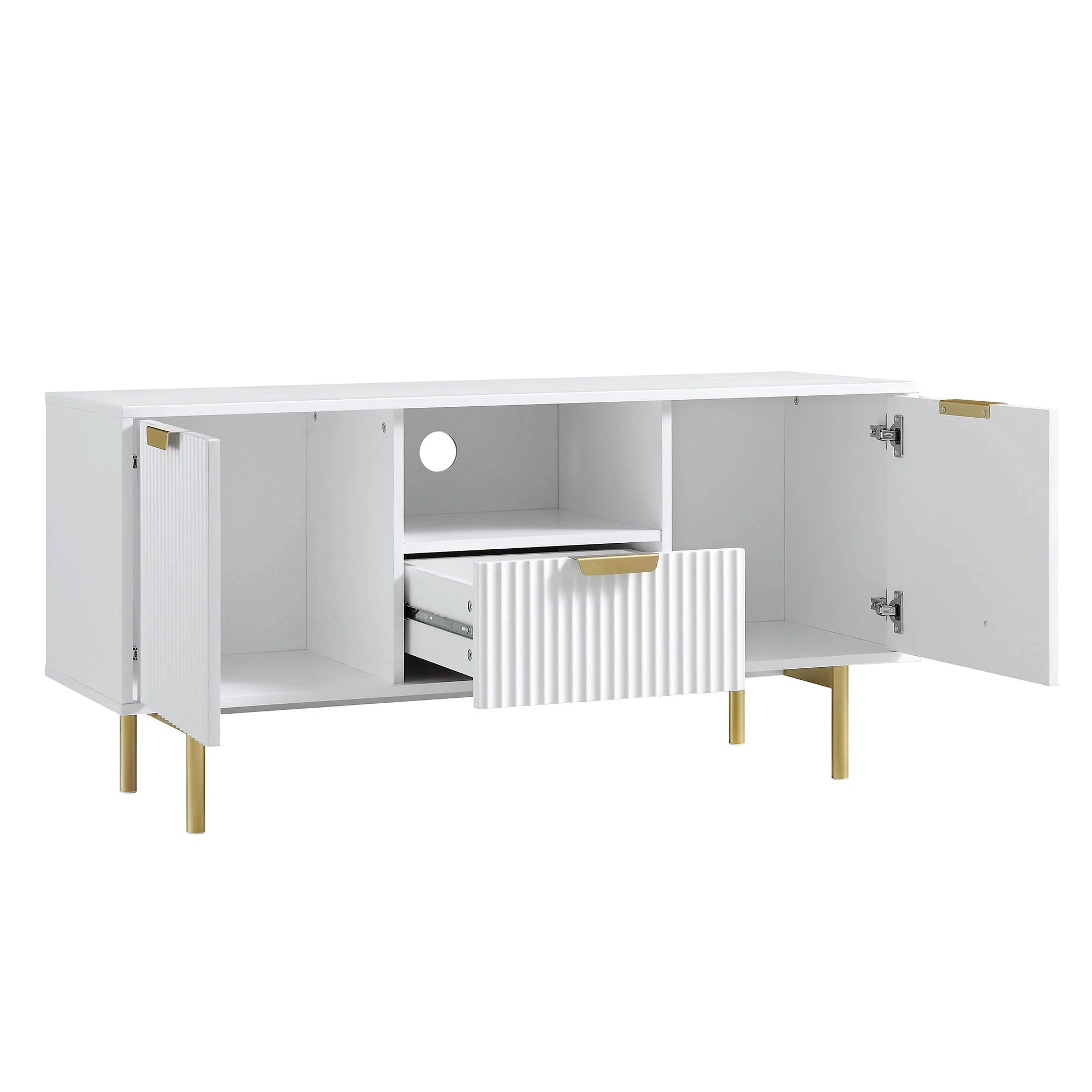 Ridged TV Media Unit, Matte White