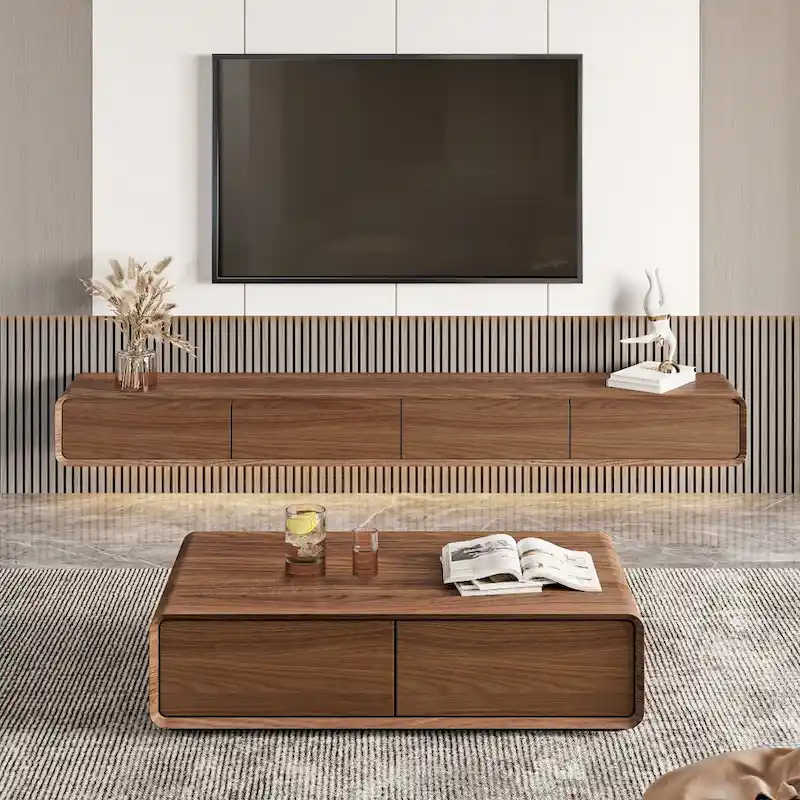 Wall-Mounted Floating TV Stand with Storage