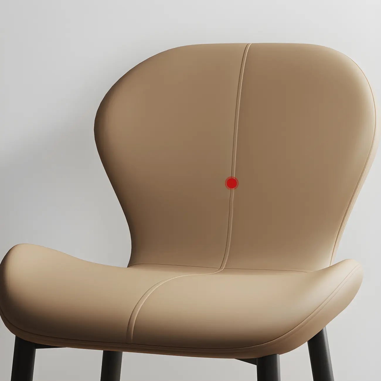 Art Deco Curved Back Leather Dining Chair Solid Back