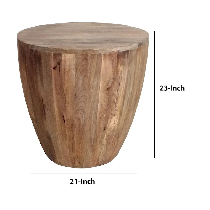 Brown Round Mango Wood Side Table