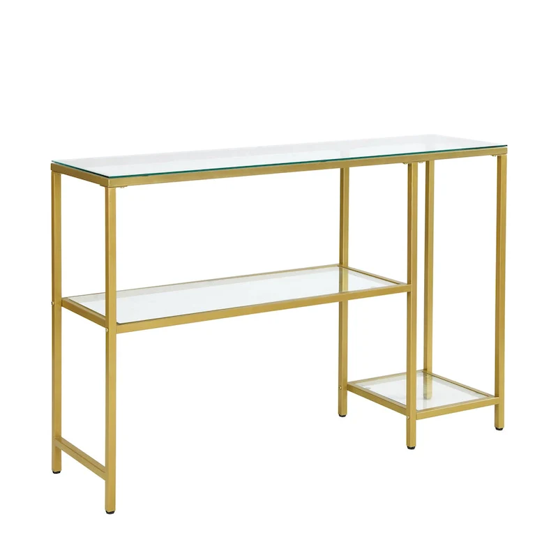 Carolina Living Rayna Console Table with Shelves - Gold