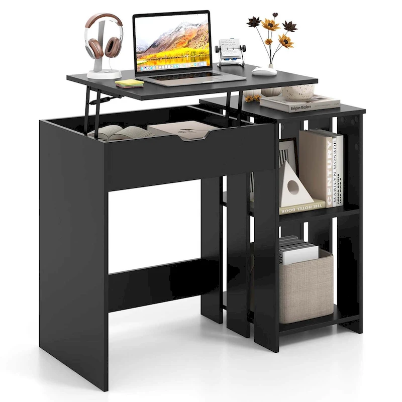 Costway Lift Top Computer Desk Standing Desk with Hidden Compartments - See Details