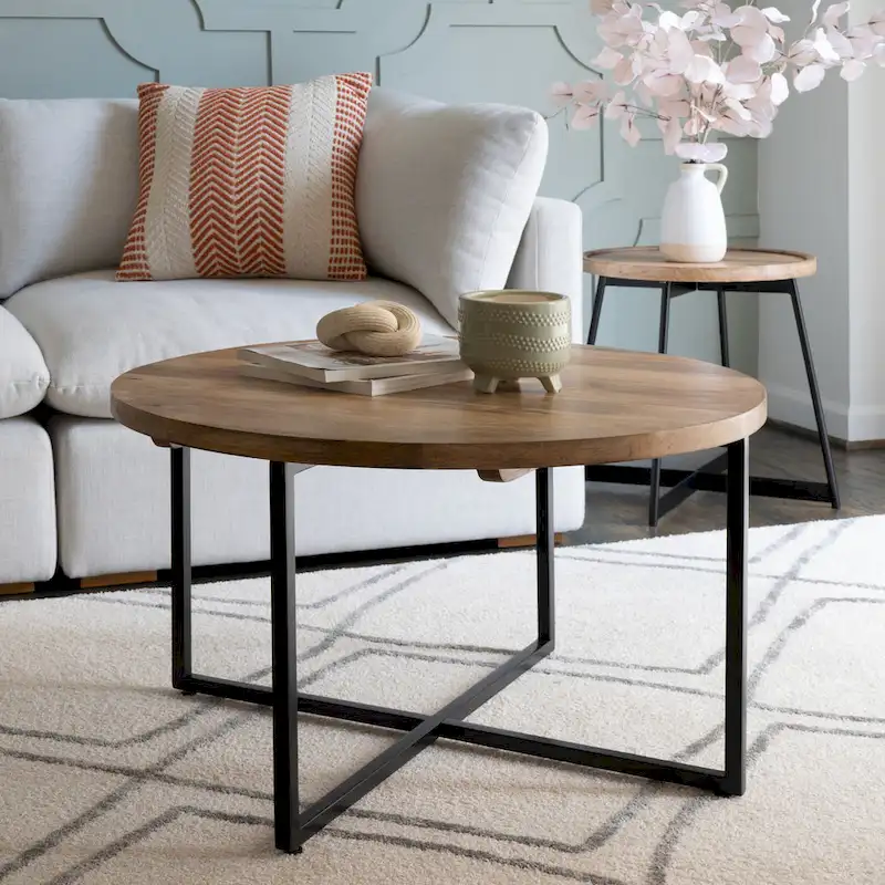 Tayla Natural Wood/Iron Coffee Table
