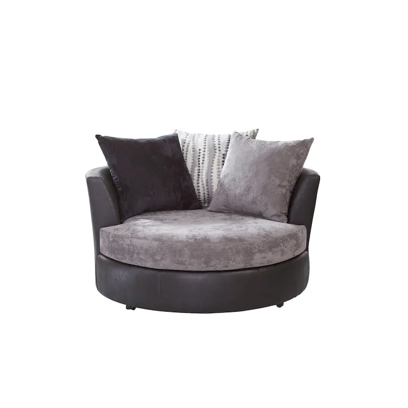 Grey Two-Tone Barrel Chair, Swivel & Caster, 2-Seater