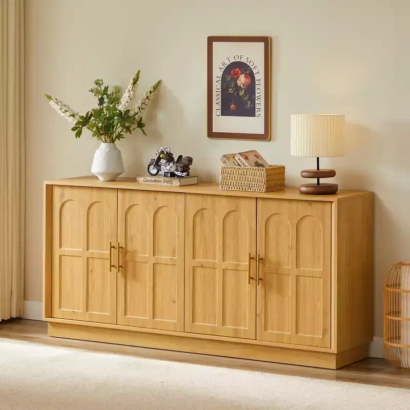 GDFStudio Peli Modern 66.5'' Sideboard Cabinet with 4 Doors and 2 Adjustable Shelves