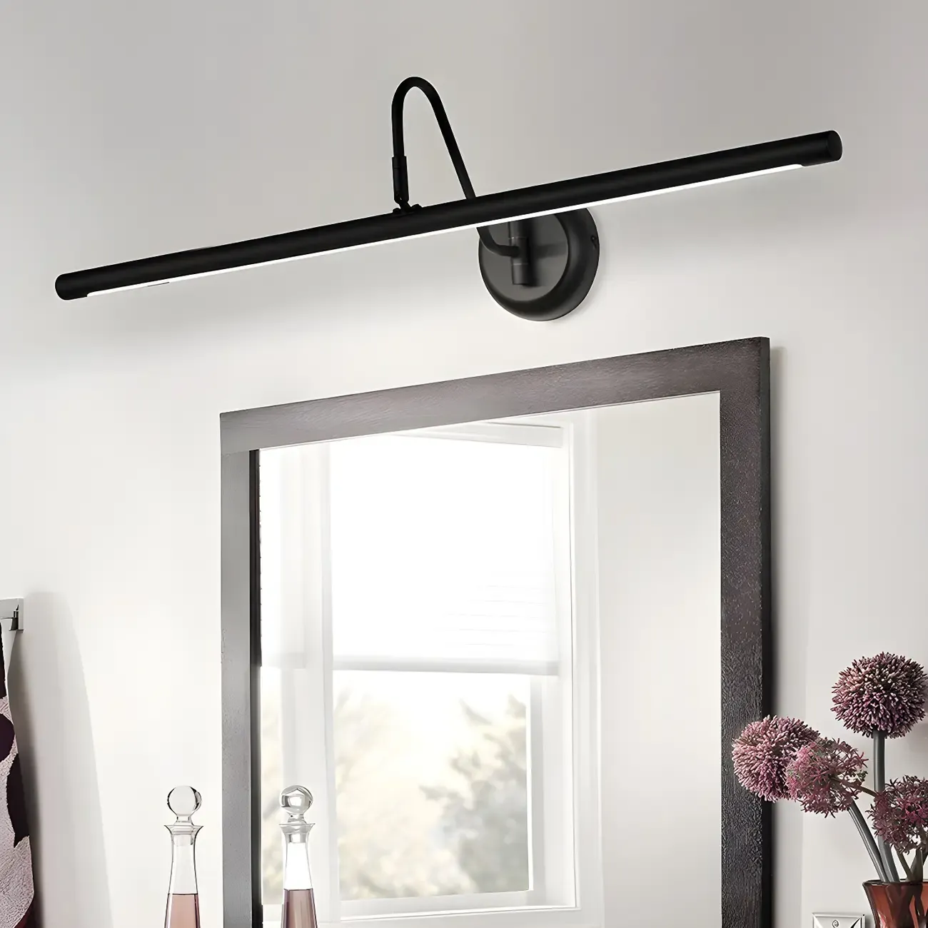 Wall-Mounted Linear Black Bathroom LED Vanity Light