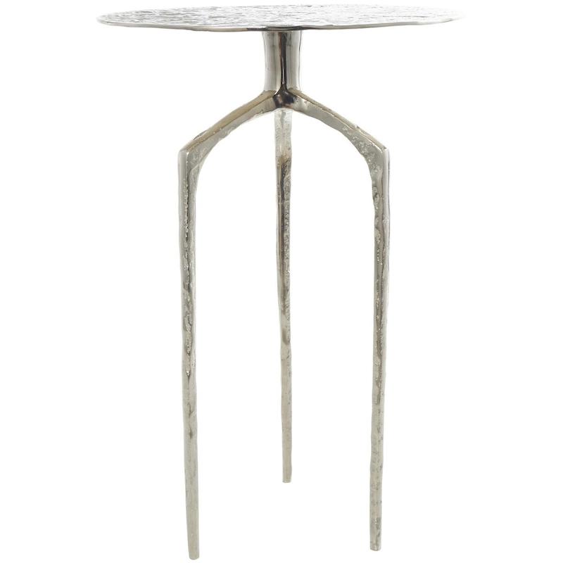 Aluminum Metal Geometric Slim Textured Side End Accent Table - Silver, Gold or Gray - Roche River Decor