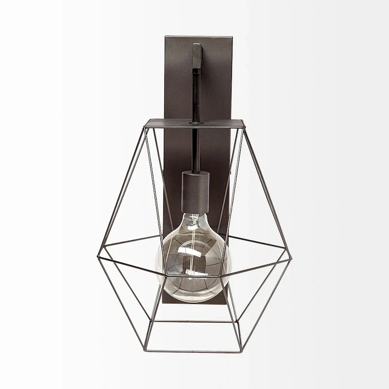 Cordova 12x19 Gray Metal Hanging Bulb Caged Wall Sconce - 12.0L x 10.0W x 19.0H