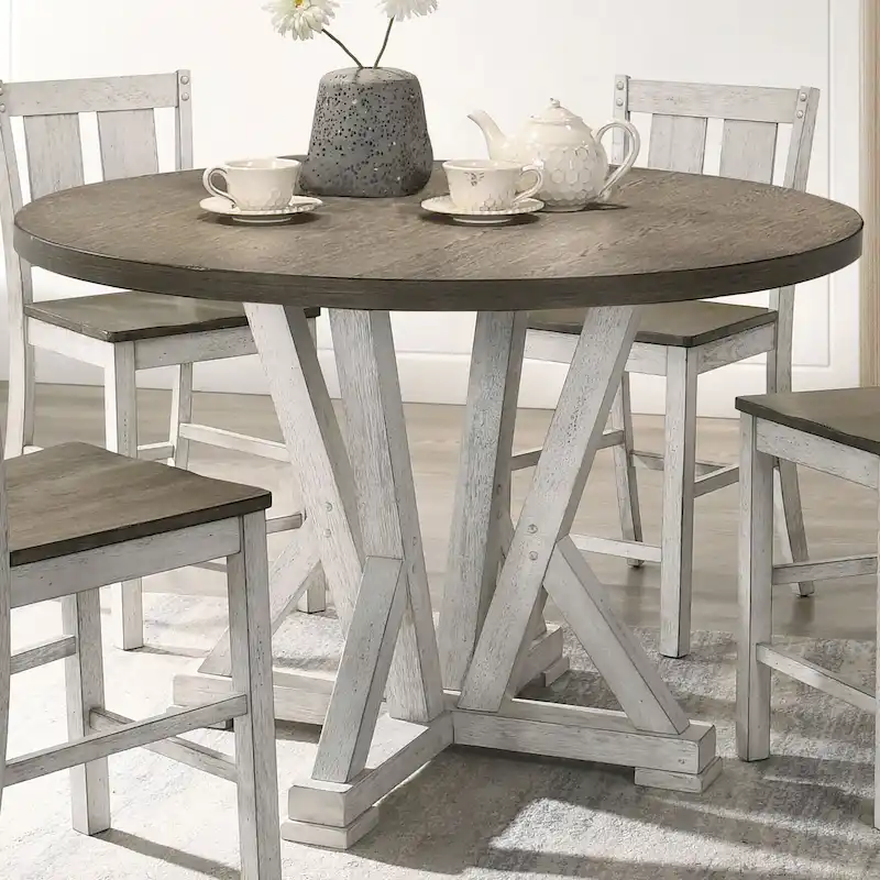 48-Inch Round Counter Height Dining Table – Ash Brown, 48x48x36 in, 99 lbs, Seats 4
