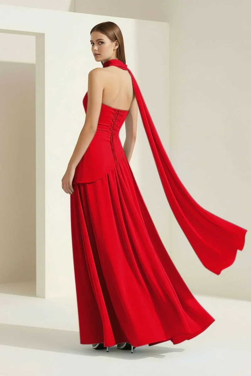 Pink - Strapless Sheath Chiffon Long Prom Dresses With Slit