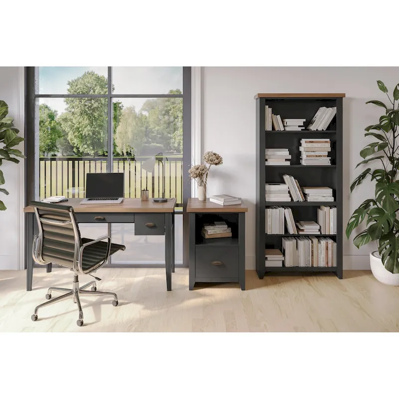 Two-Tone Writing Desk with Bronze Hardware - 53 Inch