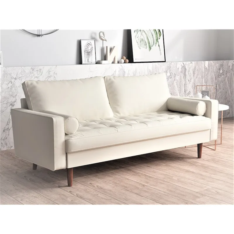 US Pride Lopez Faux Leather Mid-century Modern Sofa